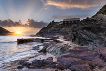 Polperro beach sunset